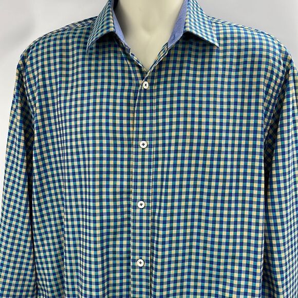 Bugatchi Uomo men’s long sleeve cotton Buffalo check shirt - Picture 1 of 5